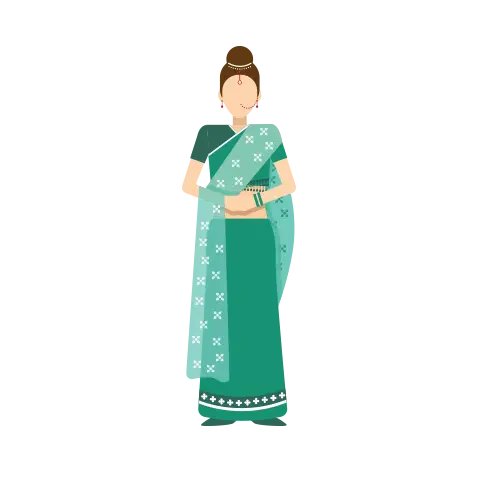 Woman in Green Sari Traditional Dress