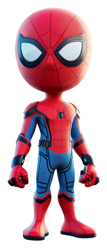 Cartoon Superhero in Red and Blue Suit