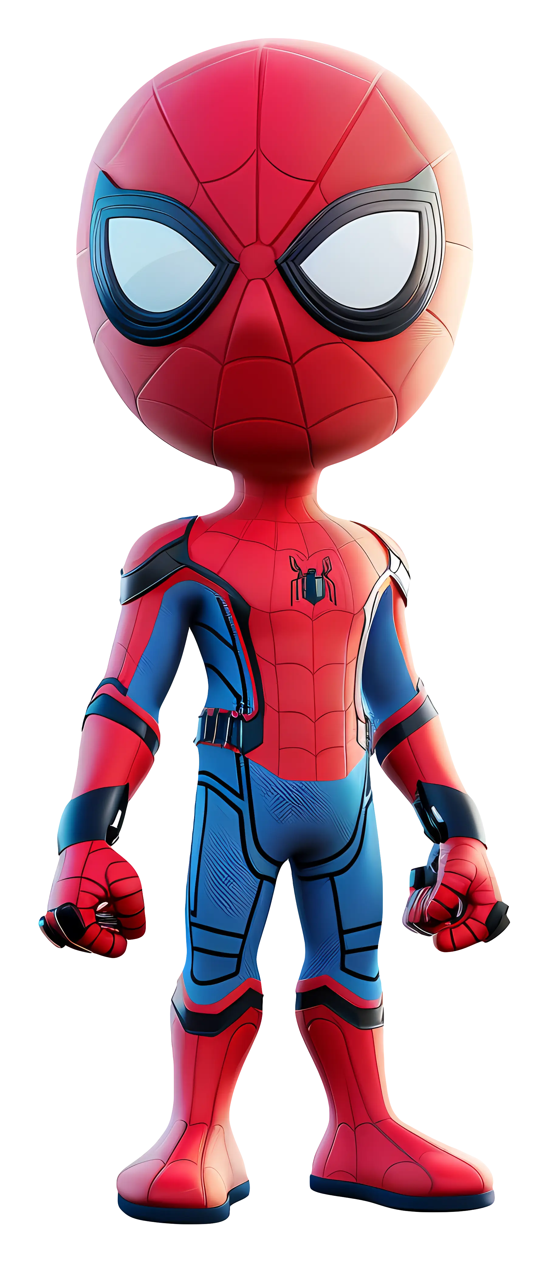 Cartoon Superhero in Red and Blue Suit
