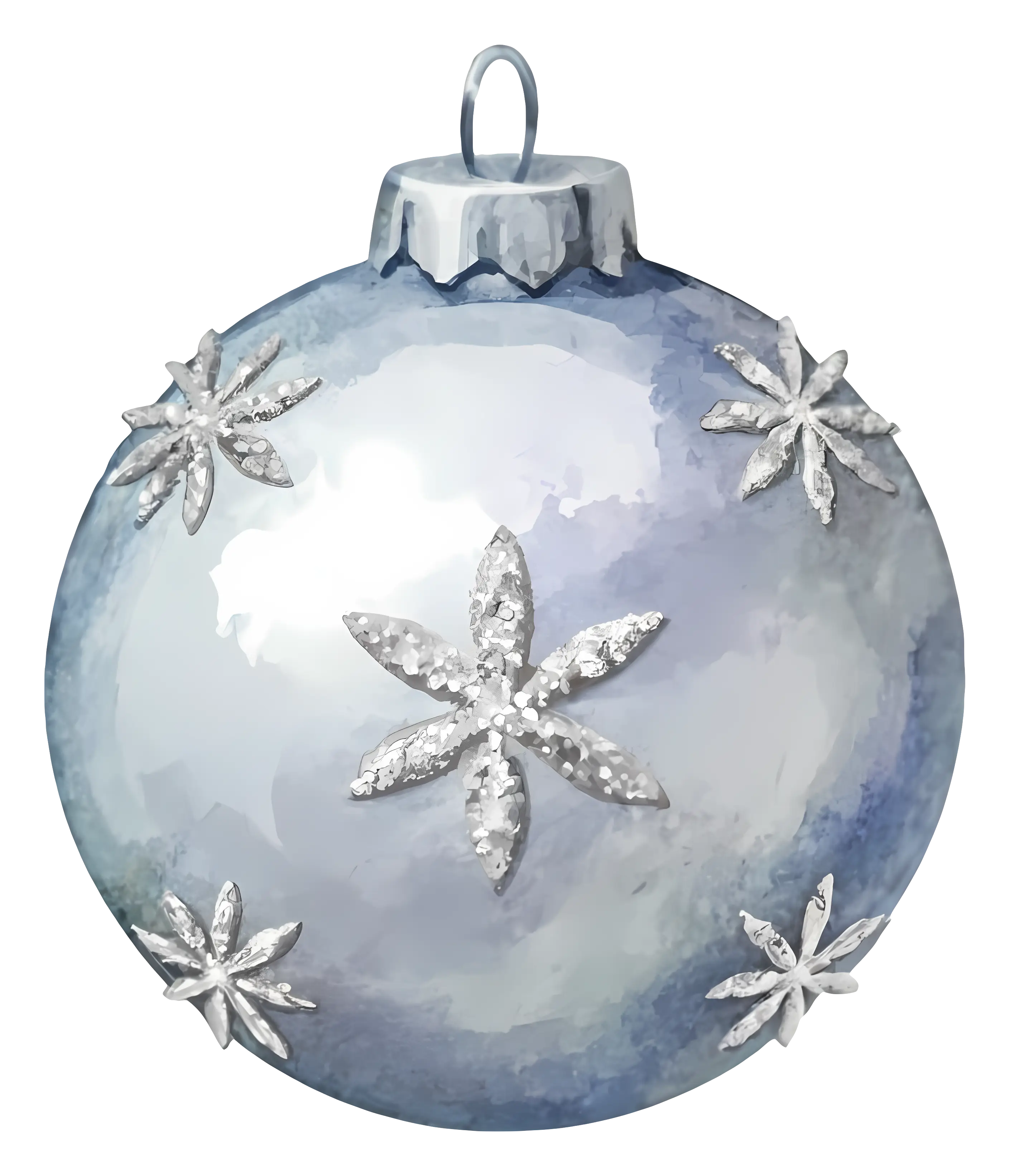 Silver Christmas Ornament with Snowflake Design