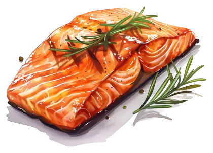 Roasted Salmon with Rosemary Garnish