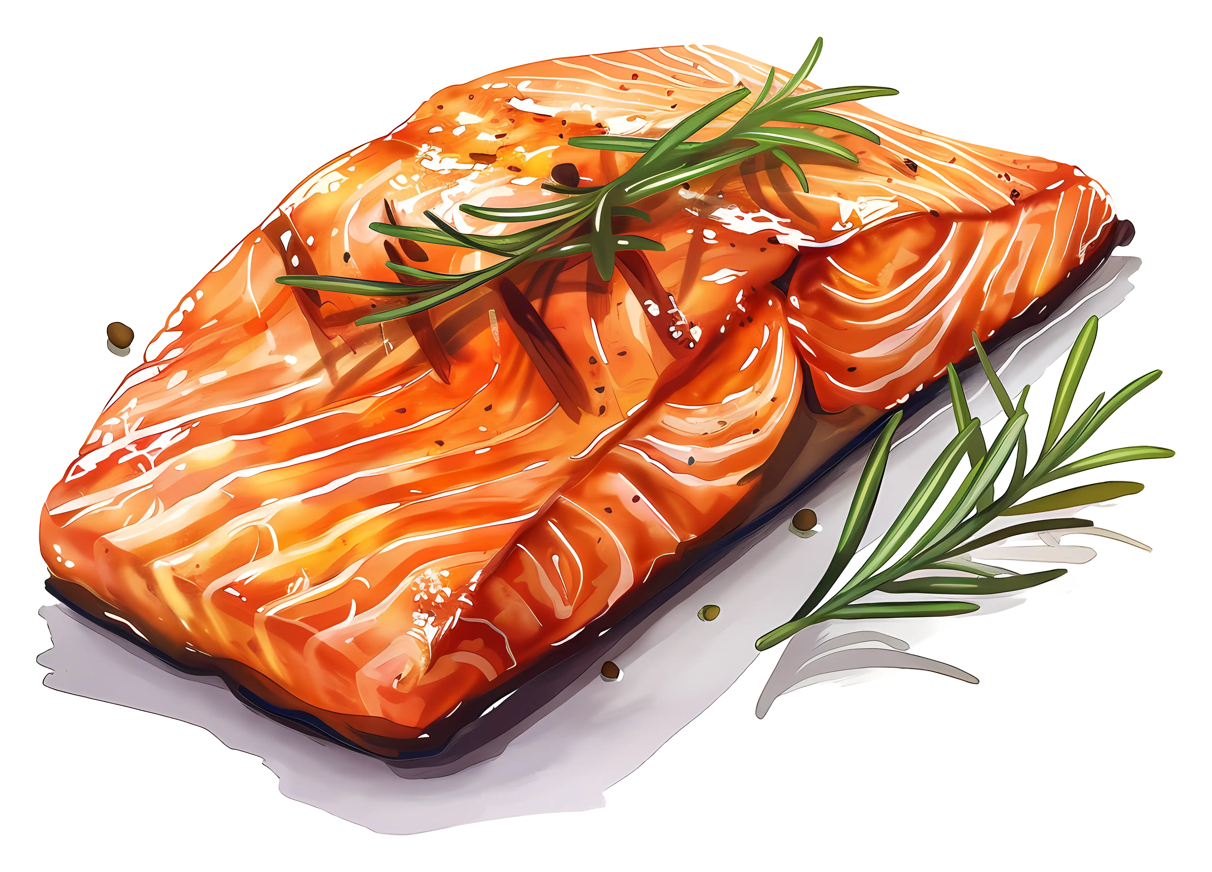 Roasted Salmon with Rosemary Garnish
