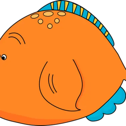 Orange Cartoon Fish with Blue Fins