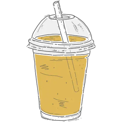Yellow Juice Drink in Cup with Straw