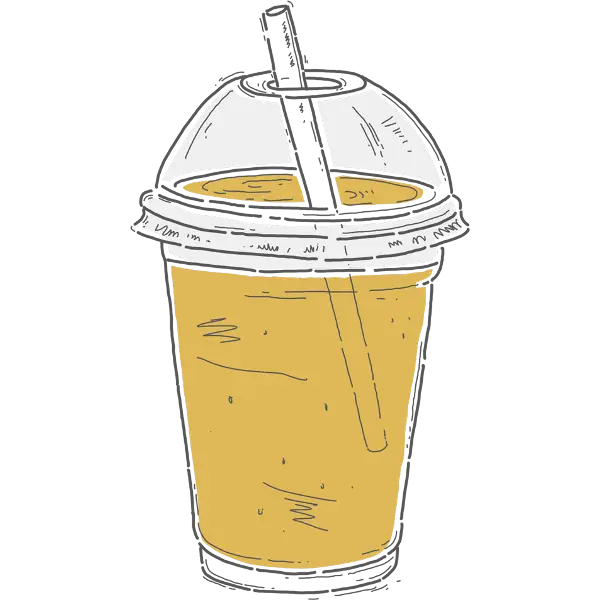 Yellow Juice Drink in Cup with Straw