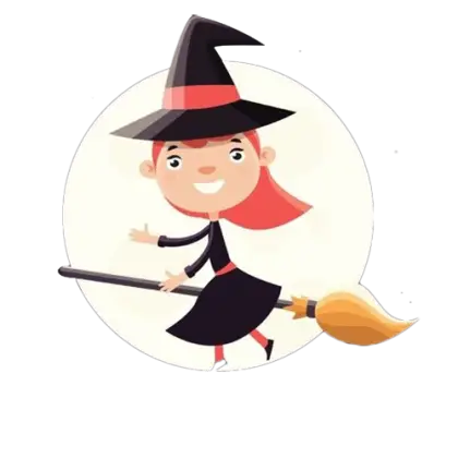 Cartoon Witch Flying on Broom