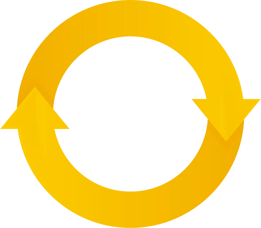 Yellow Circular Arrow Symbol for Recycling