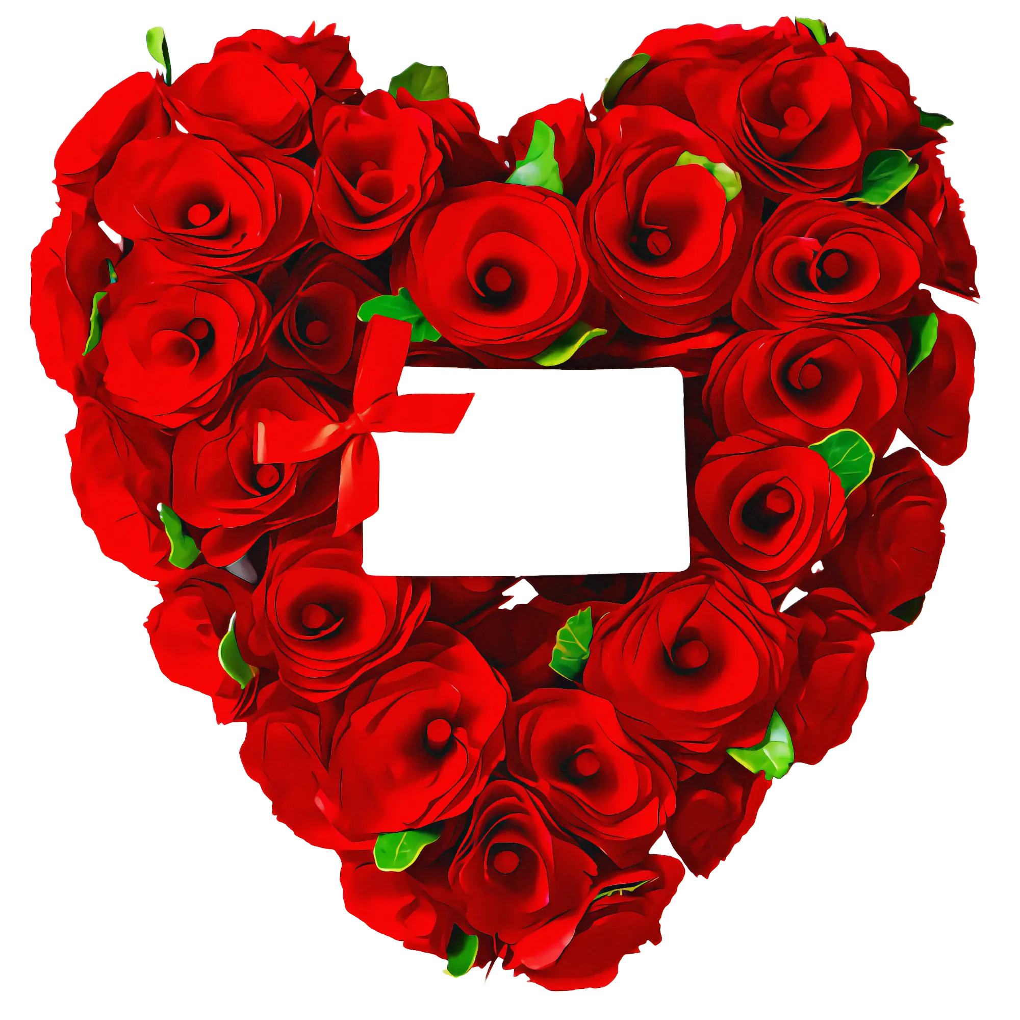 Heart-Shaped Red Rose Floral Frame