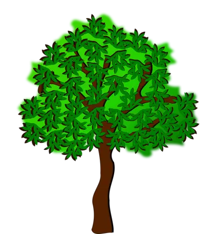 Green Tree Illustration with Brown Trunk