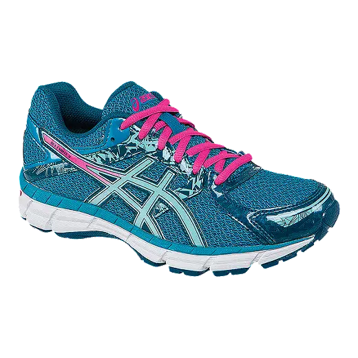 Blue Athletic Running Shoe with Pink Laces