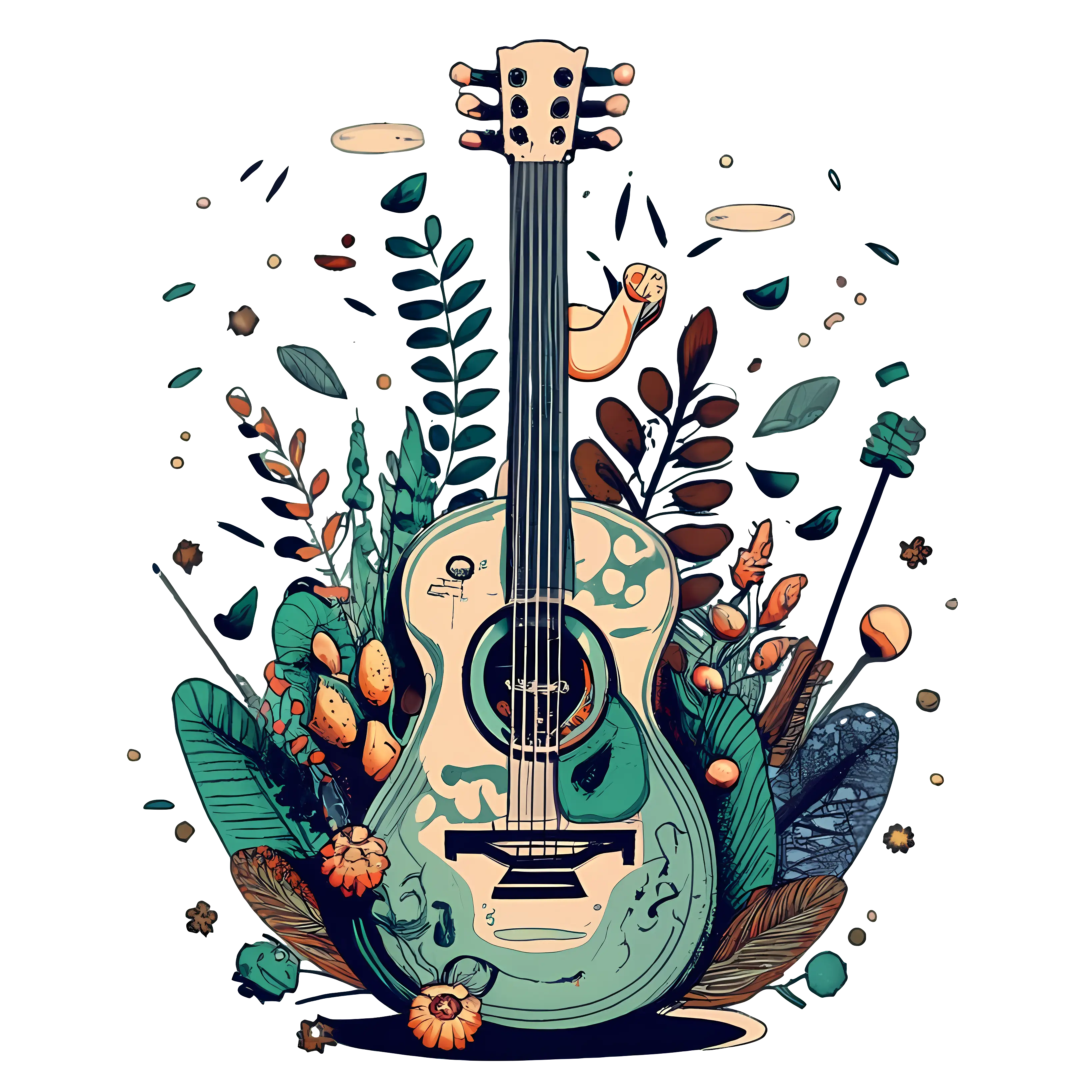 Artistic Guitar with Floral Design