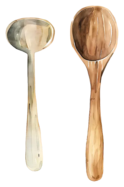 Wooden and Metal Spoons