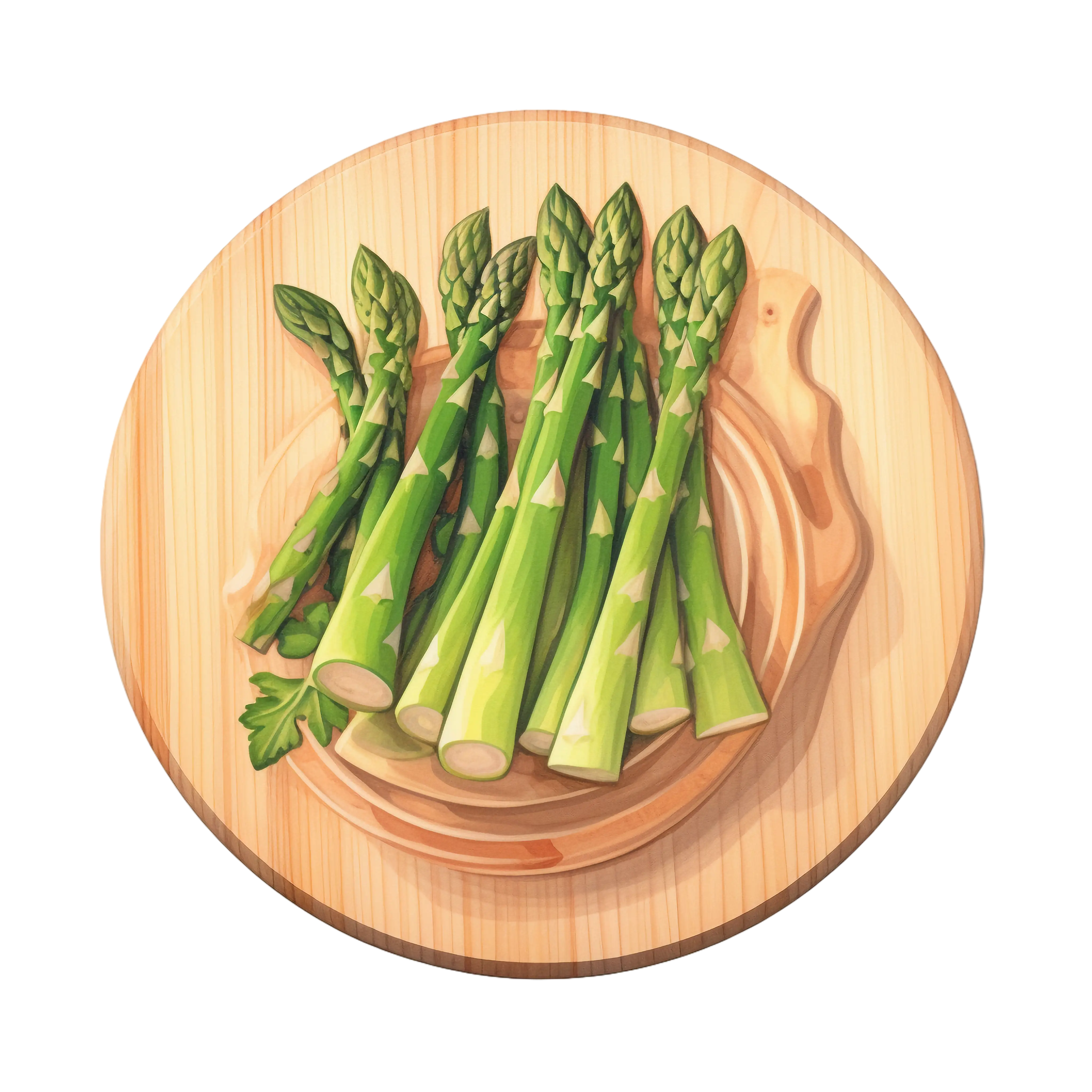 Asparagus on a Wooden Cutting Board