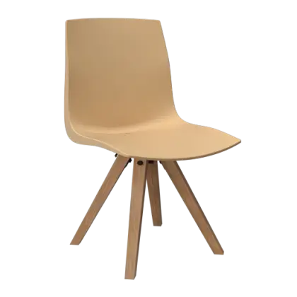 Modern Beige Chair with Wooden Legs