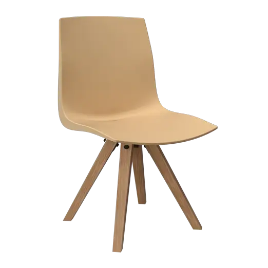 Modern Beige Chair with Wooden Legs