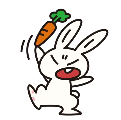 Cartoon Rabbit Holding a Carrot