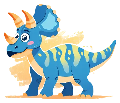 Blue Cartoon Triceratops