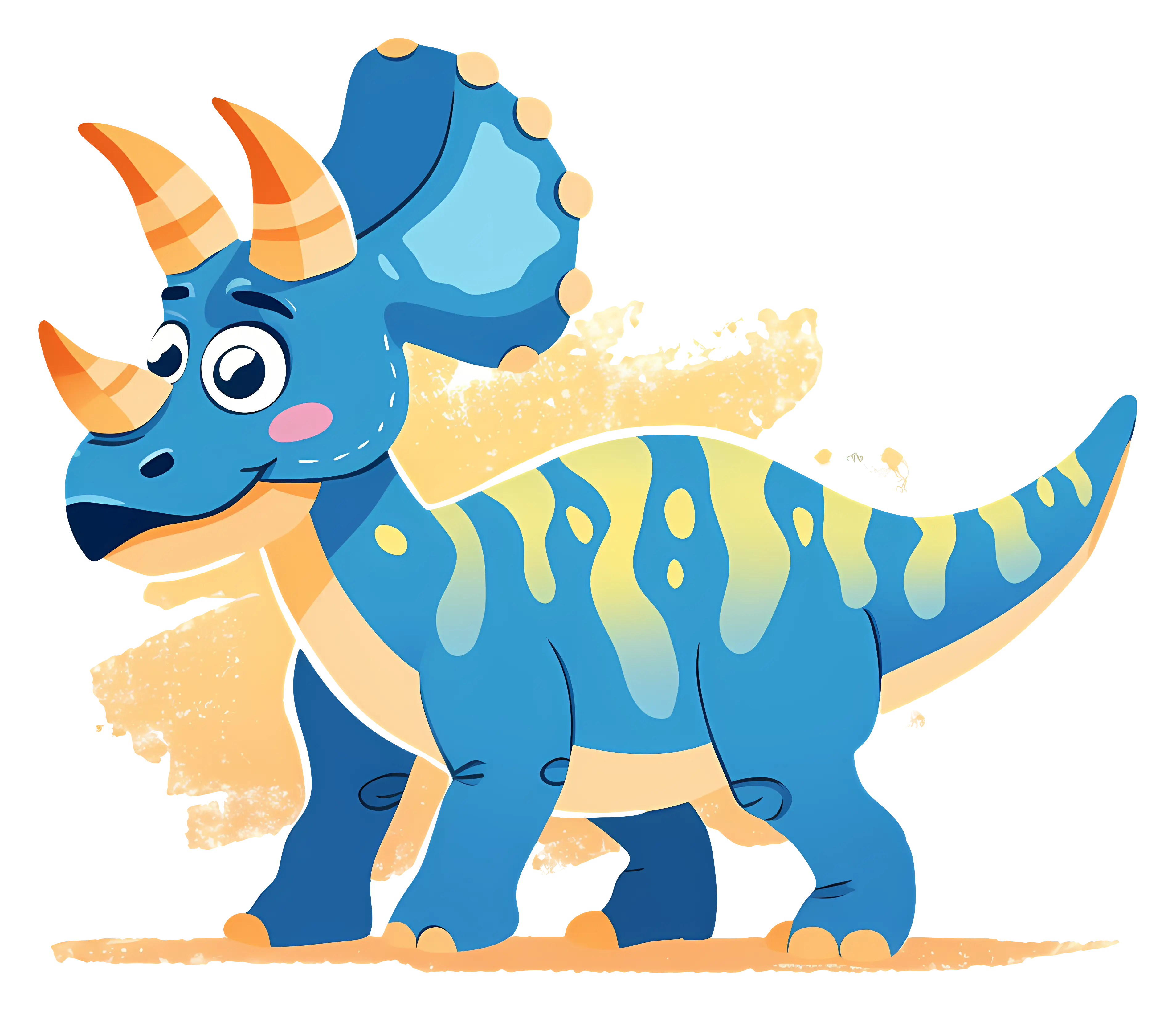 Blue Cartoon Triceratops