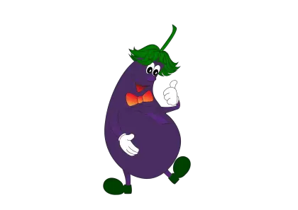 Funny Purple Eggplant Character