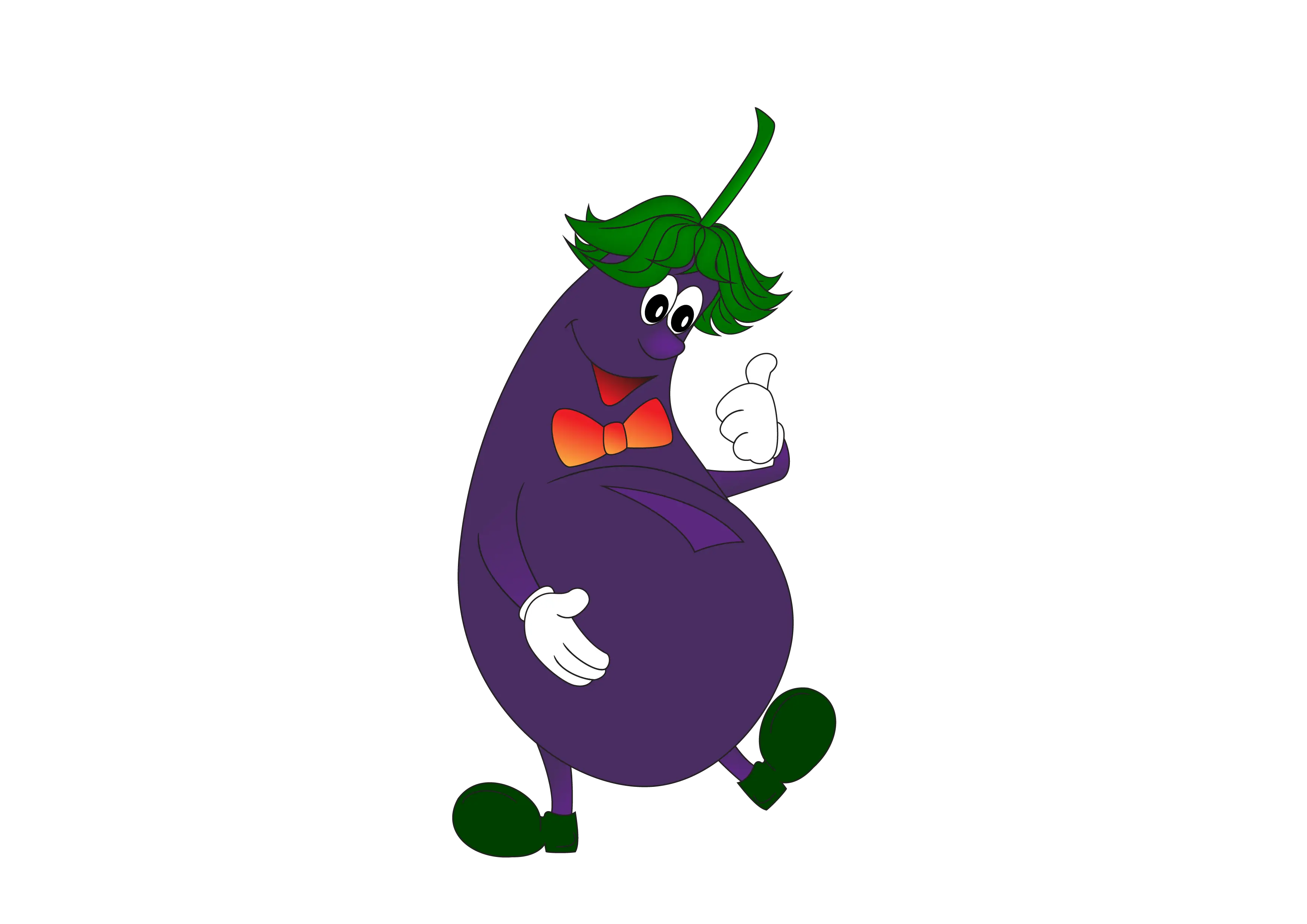 Funny Purple Eggplant Character