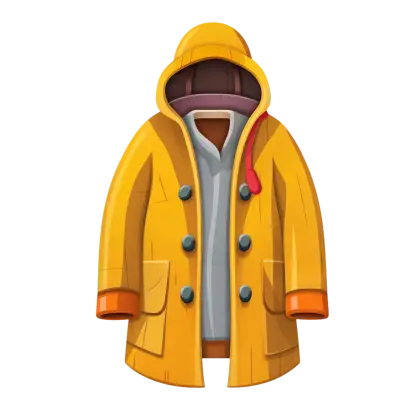Yellow Raincoat with Hood Illustration
