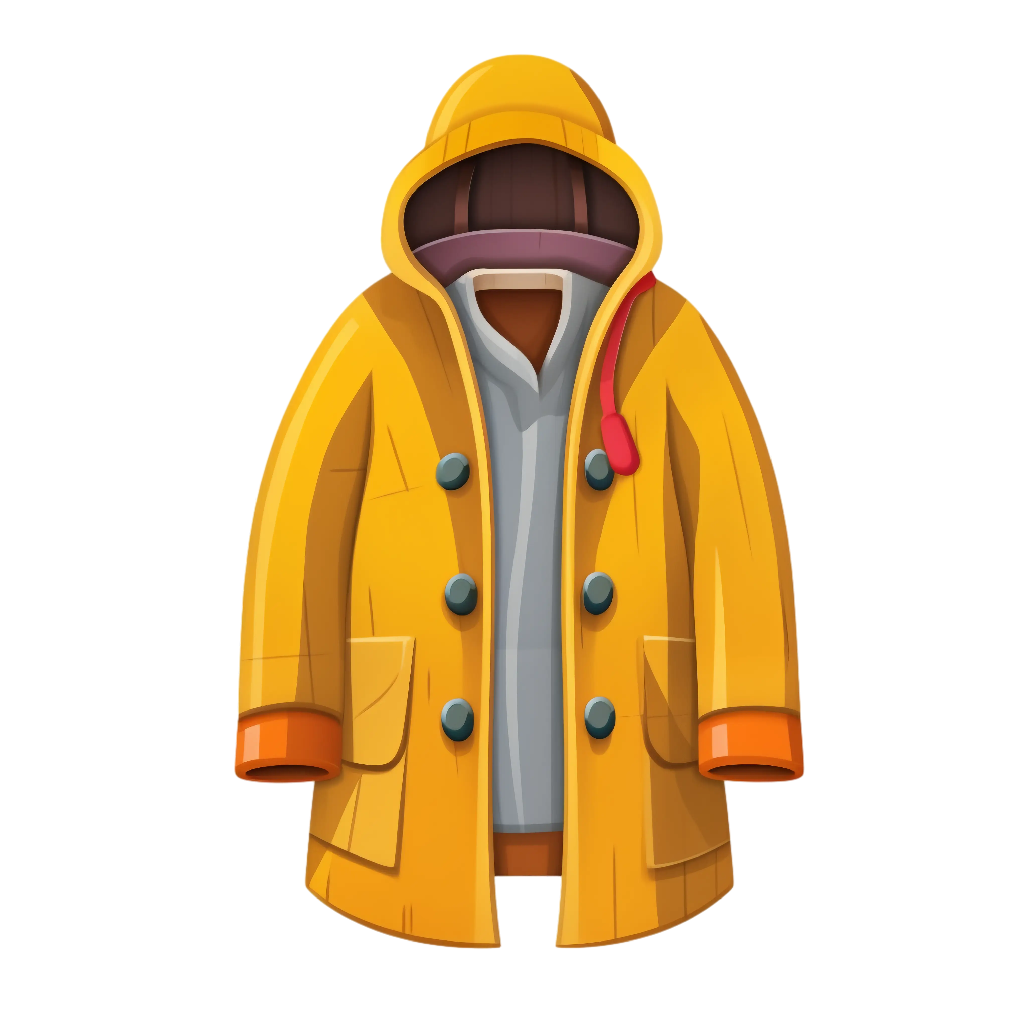 Yellow Raincoat with Hood Illustration