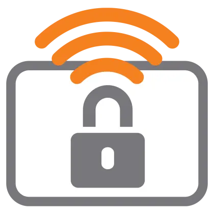 Wireless Padlock Icon with Wi-Fi Signal