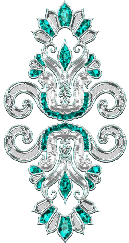 Teal and Silver Ornamental Motif Design