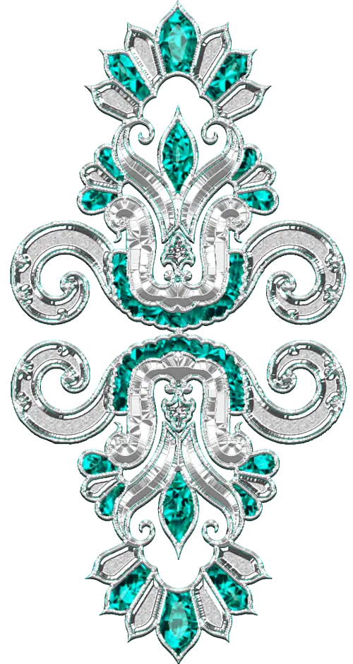 Teal and Silver Ornamental Motif Design