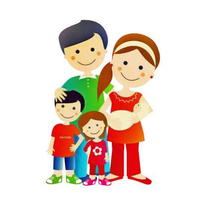 Cartoon Family Illustration with Happy Members
