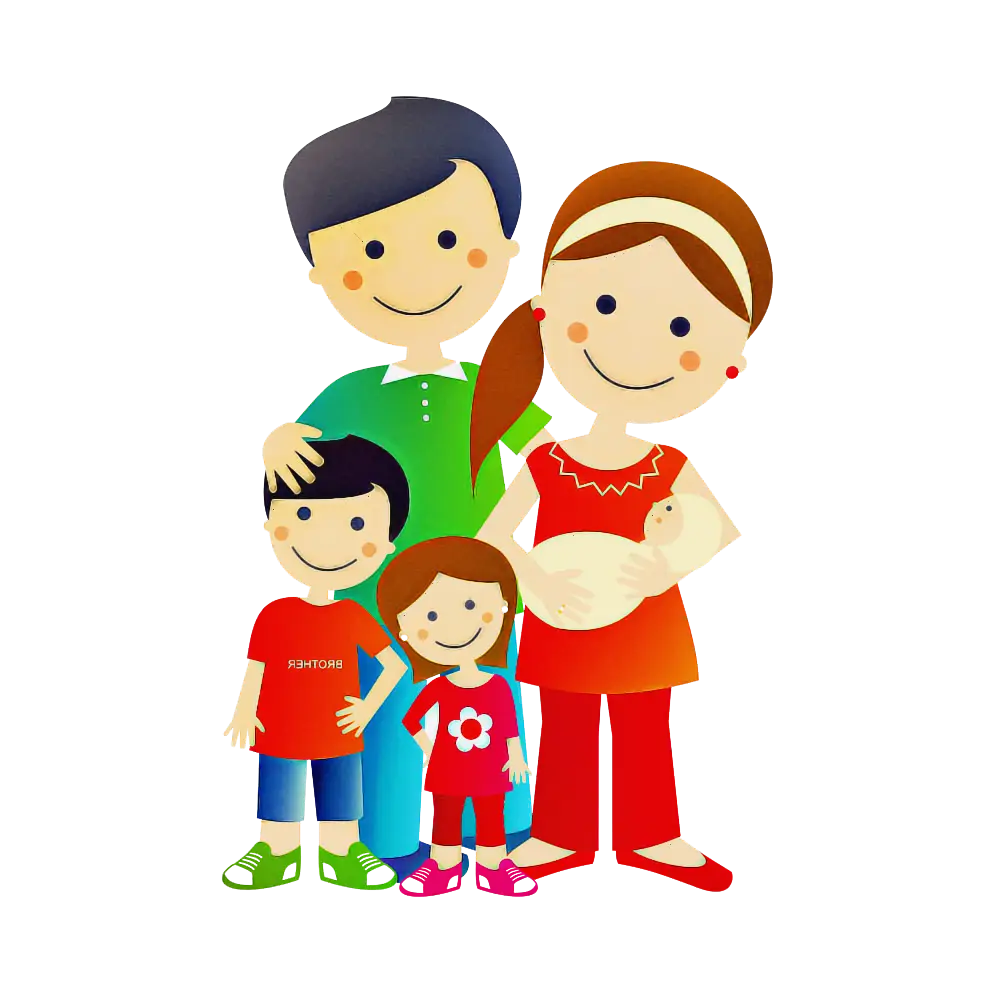Cartoon Family Illustration with Happy Members