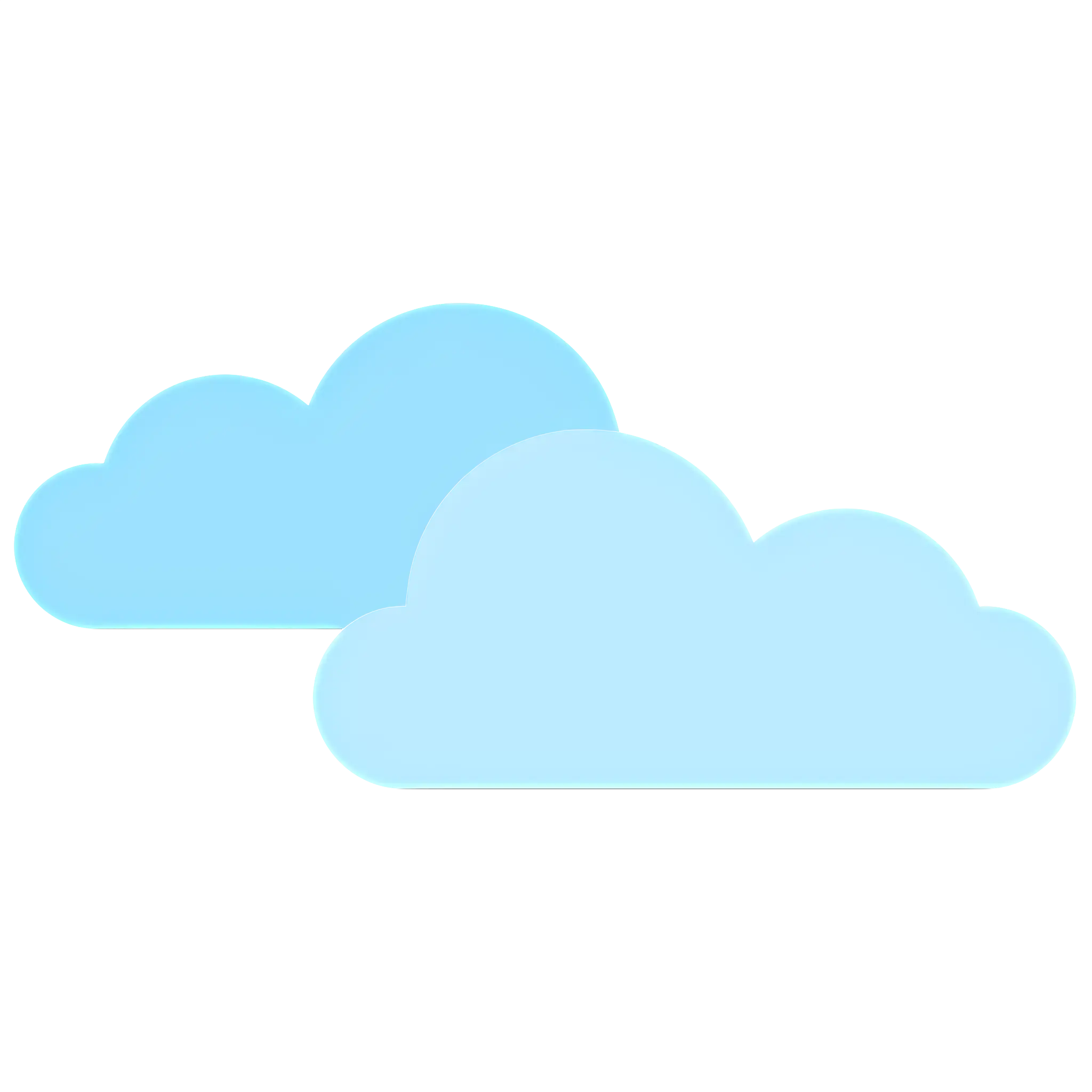 Blue Cartoon Clouds on Transparent Background