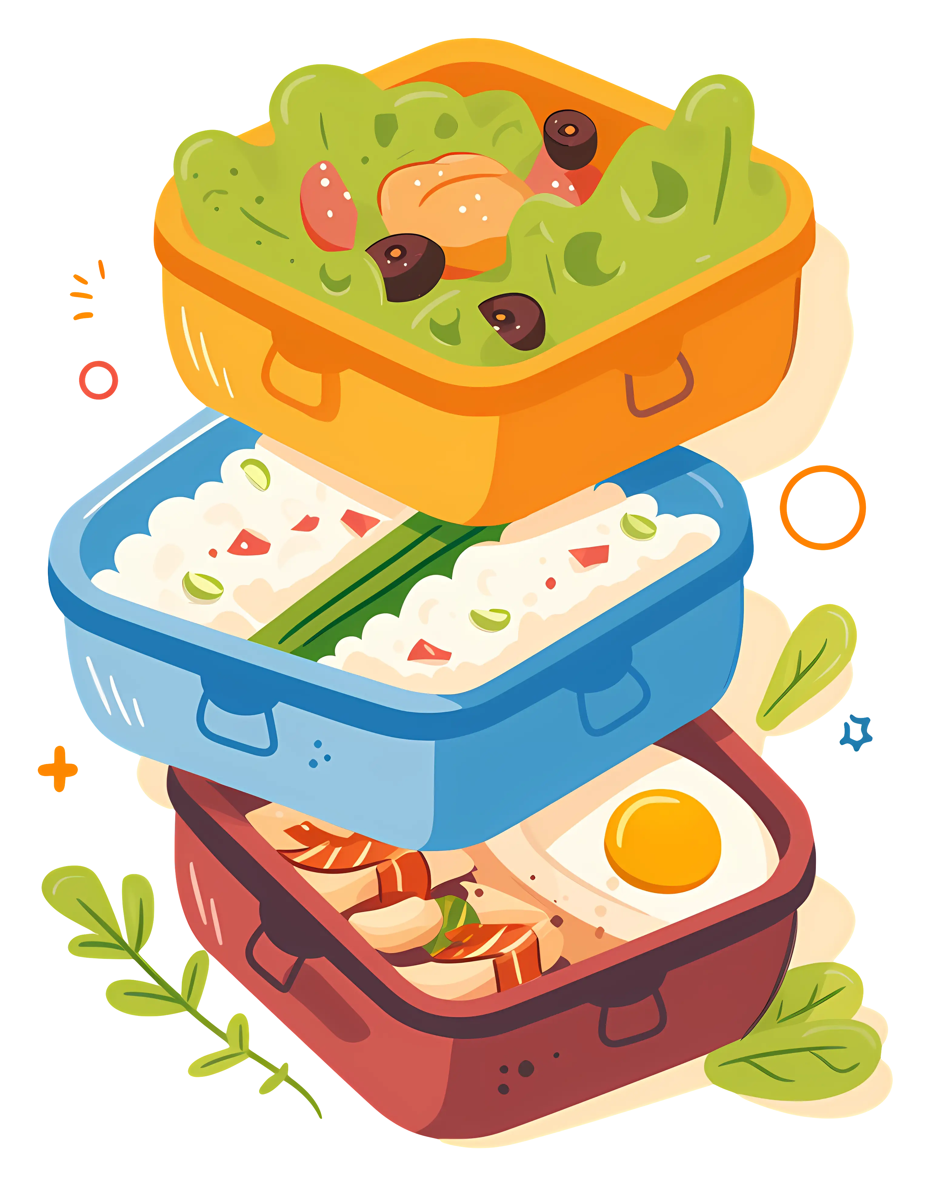 Colorful Lunch Boxes with Healthy Meals