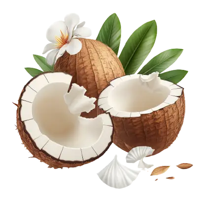 Coconuts with Flower Illustration