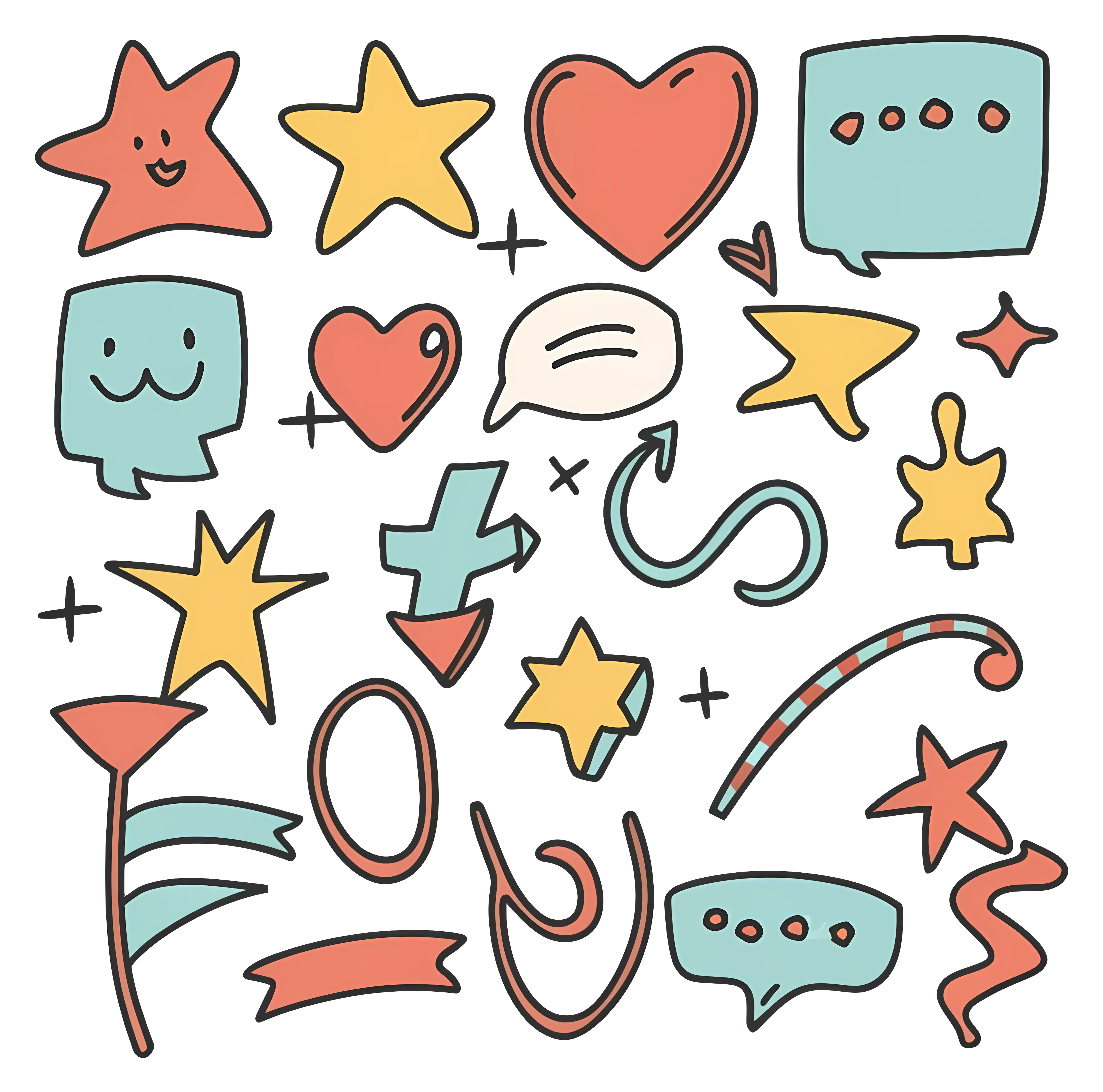 Colorful Doodle Shapes and Symbols