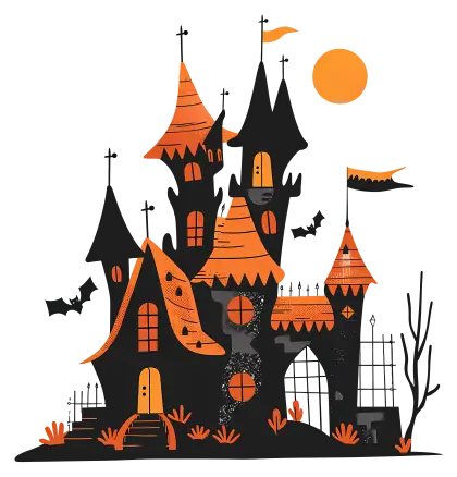 Spooky Haunted House Illustration