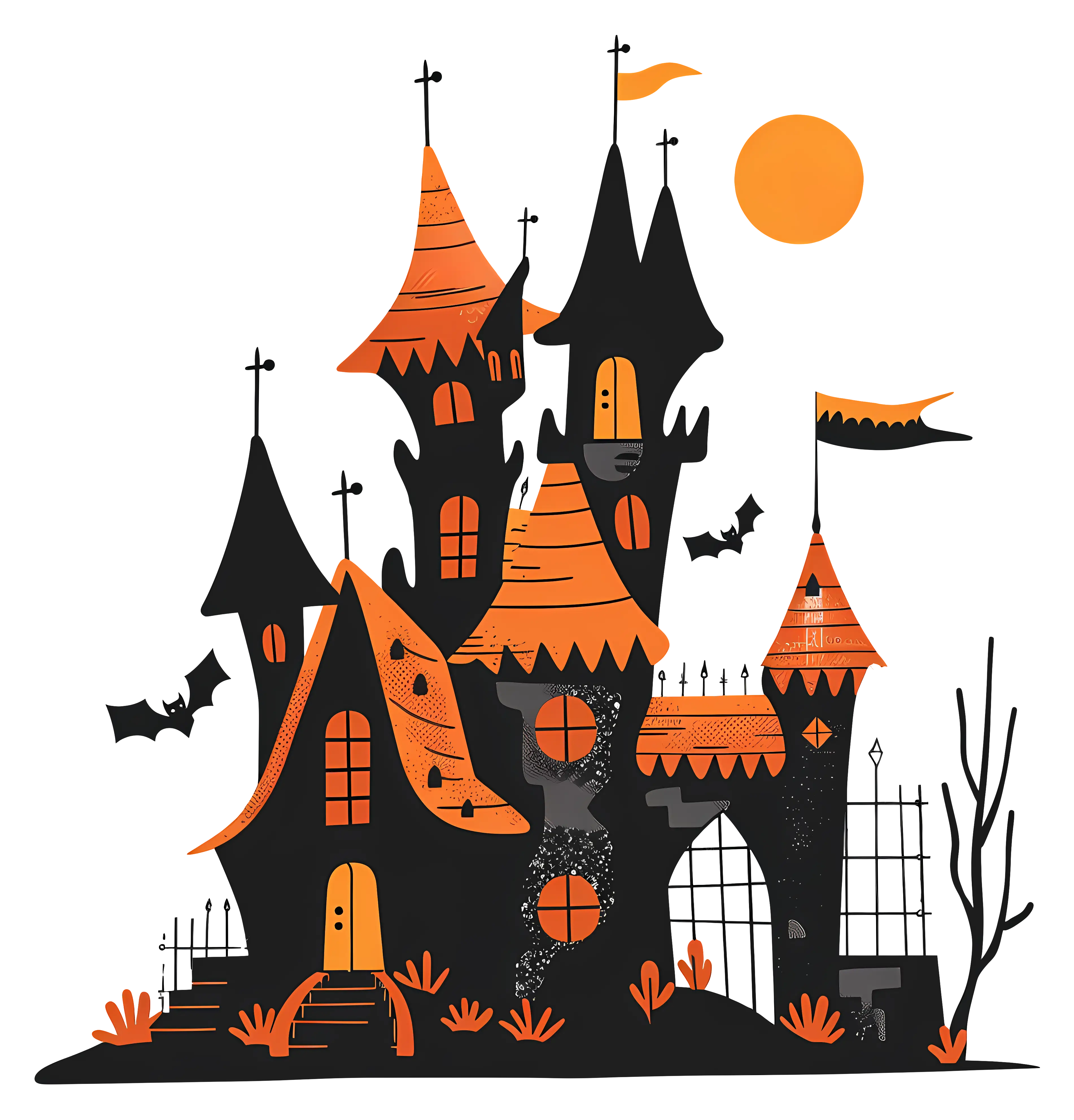 Spooky Haunted House Illustration