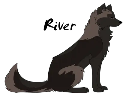 Cartoon Black Wolf Named River
