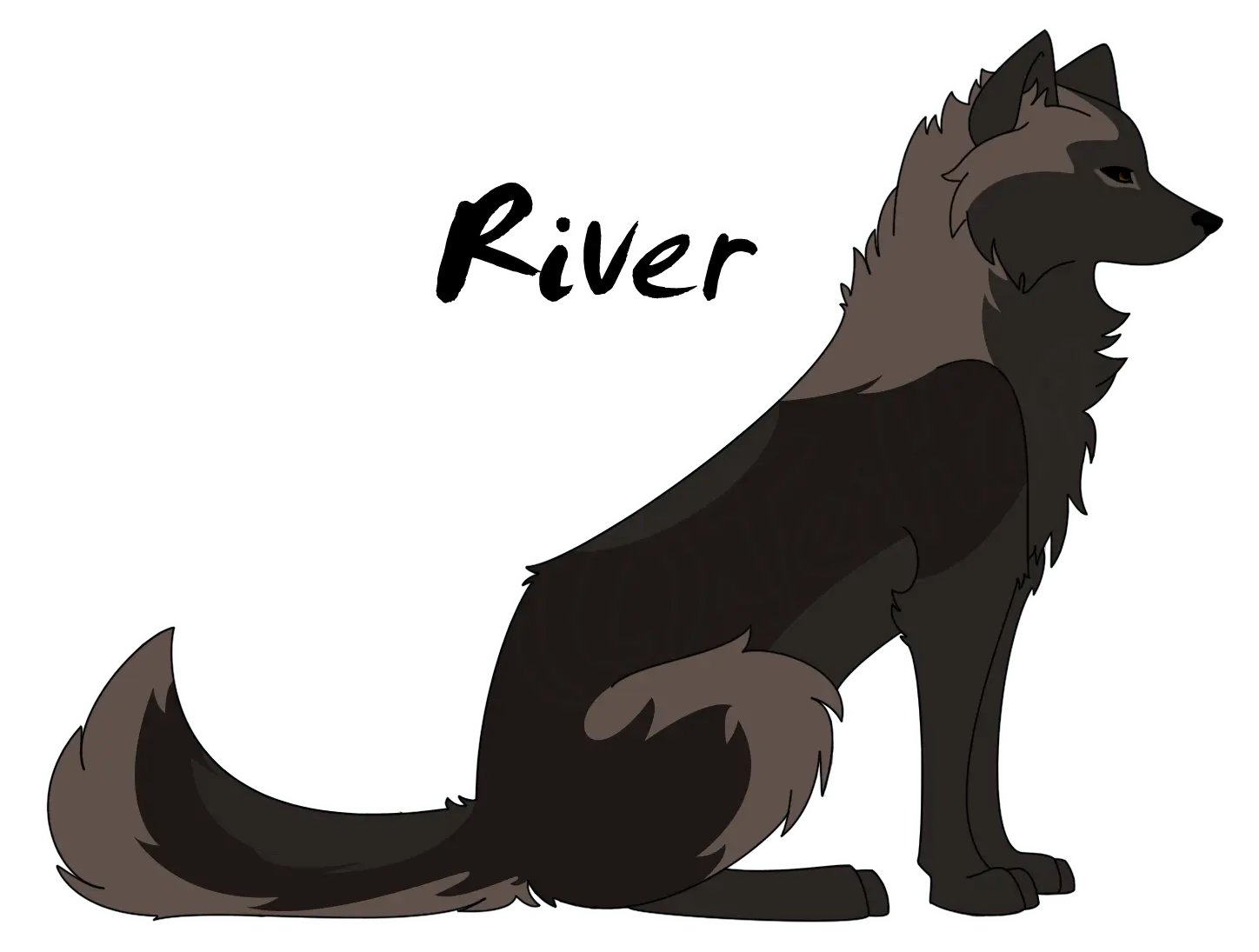 Cartoon Black Wolf Named River