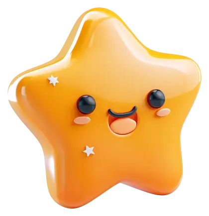 Smiling Orange Star Cartoon Artwork