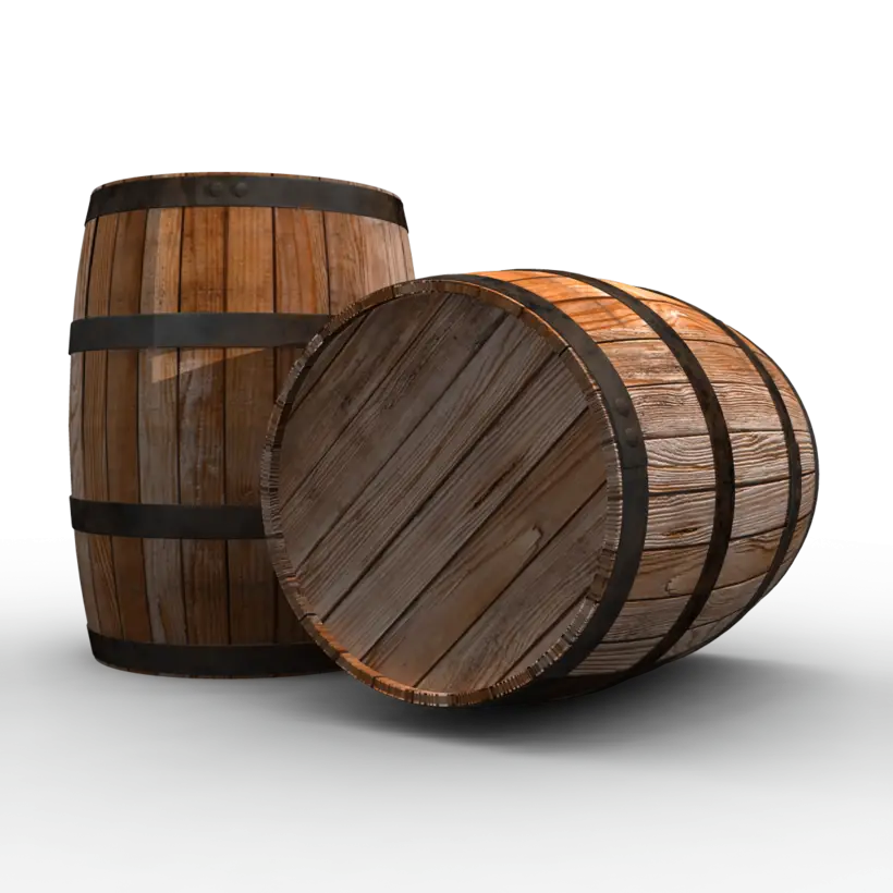 Rustic Wooden Barrels with Natural Texture