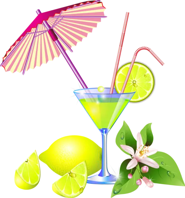 Tropical Martini with Lime and Umbrella