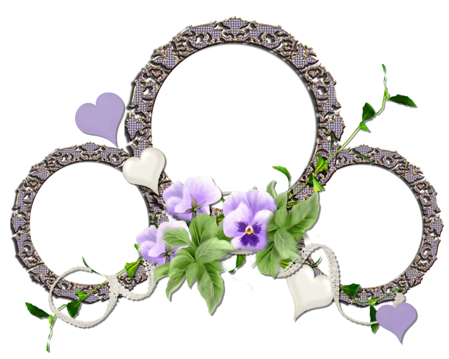Decorative Photo Frame with Flowers and Hearts