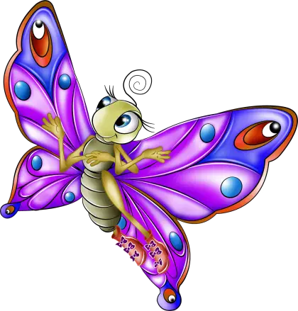 Purple Cartoon Butterfly with Fancy Wings