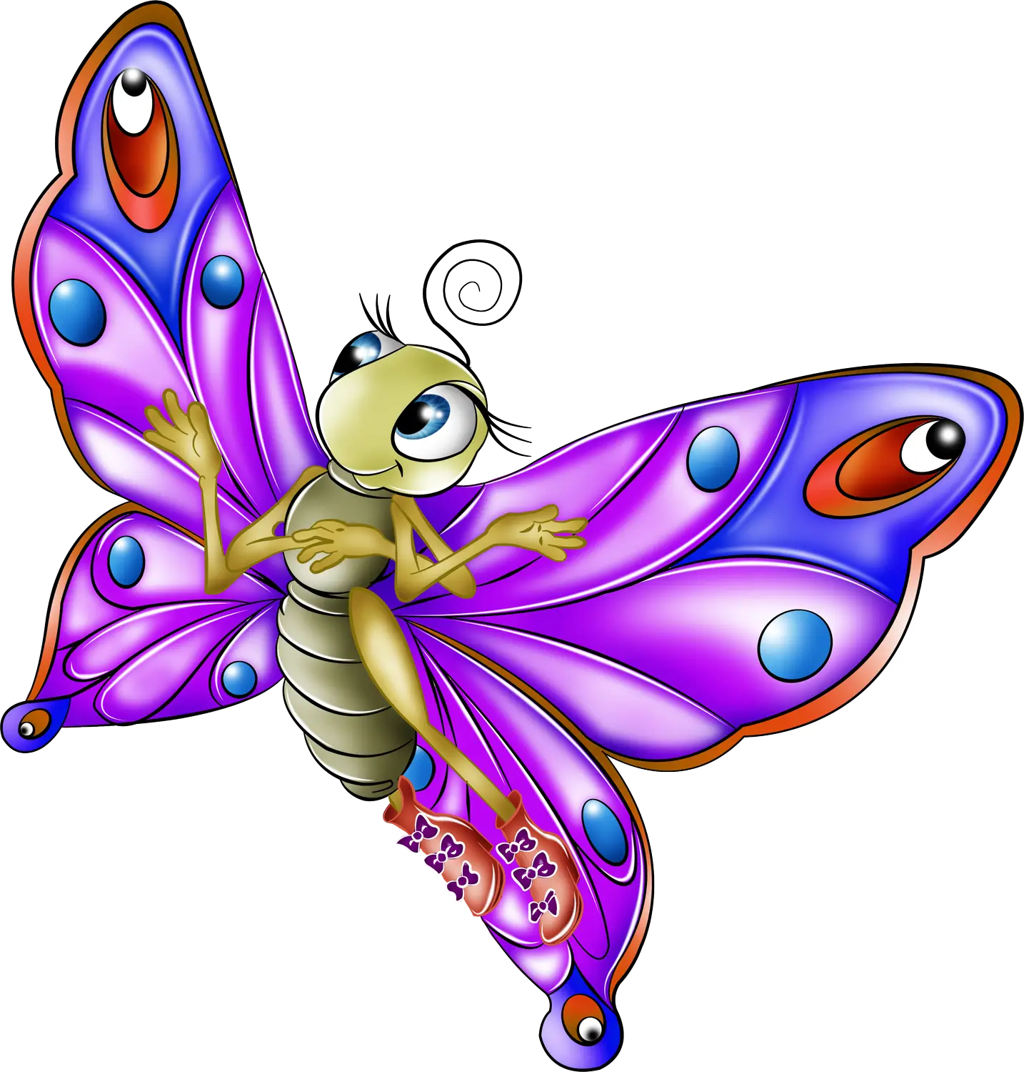 Purple Cartoon Butterfly with Fancy Wings