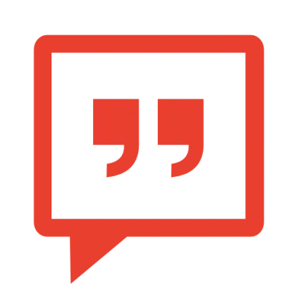 Red Quotation Marks in Speech Box Icon