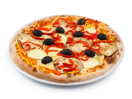 Vegetarian pizza with zucchini and olives