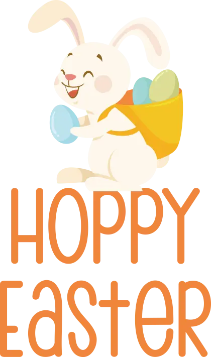 Bunny Carrying Colorful Easter Eggs in a Bag