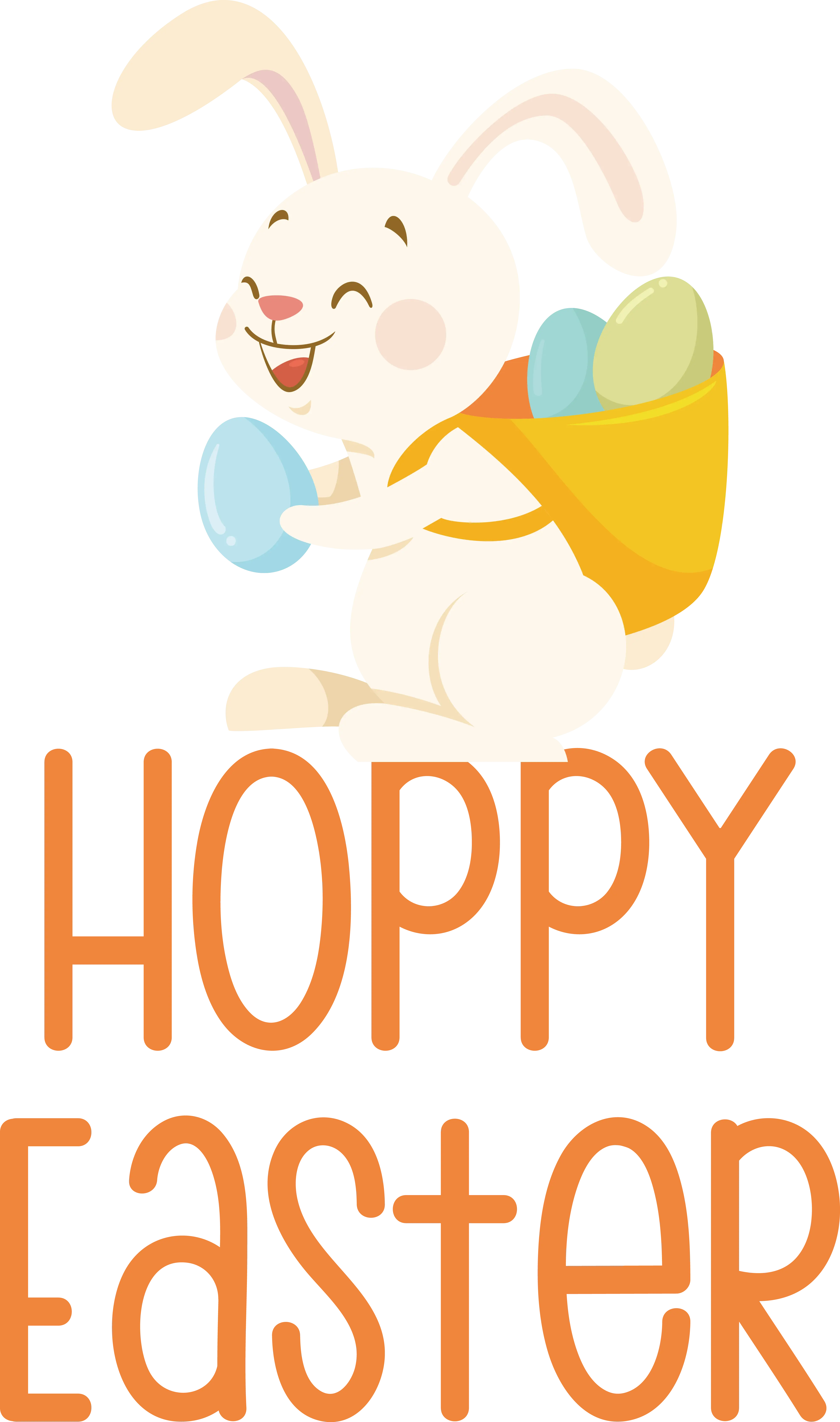 Bunny Carrying Colorful Easter Eggs in a Bag