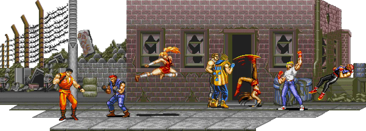 Classic Retro Video Game Fighting Scene